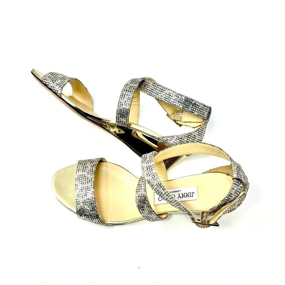 Jimmy Choo Elegant Silver Strappy Women's Open Toe Heels - Sandals Size 38